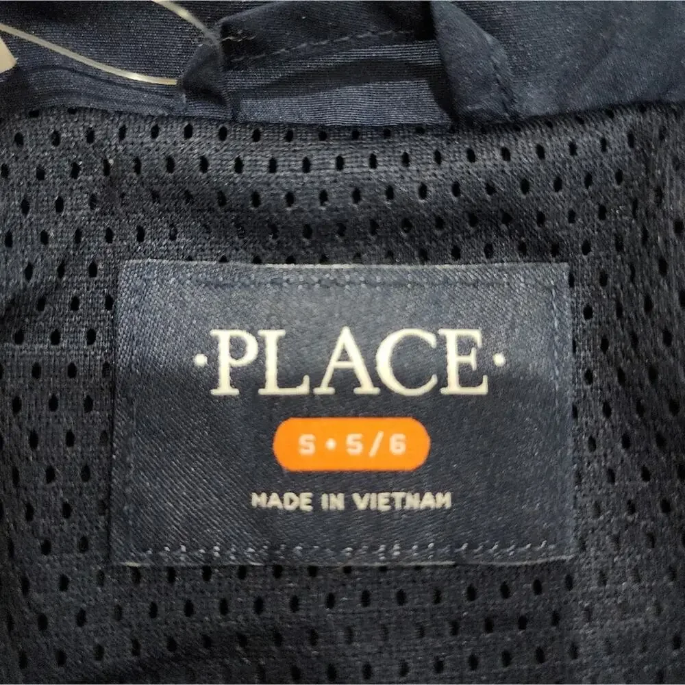 NWT The Children's Place Boy's Navy Full Zip Windbreaker Outerwear Jacket Small